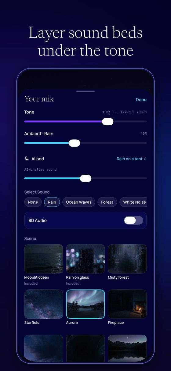 Sound beds layered under the tone